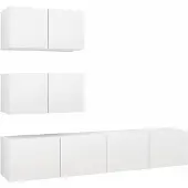 Sonstiges Ensemble de meubles TV 4 pcs Blanc Bois d'ingénierie