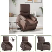 The Living Store Fauteuil relax avec releveur Marron Similicuir