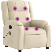 Syfax Fauteuil de massage inclinable Crème Tissu