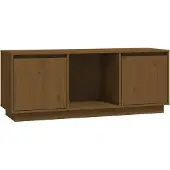 Syfax Meuble TV Marron miel 110,5x35x44 cm Bois de pin massif