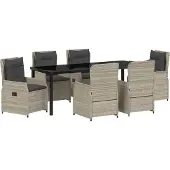 Syfax Ensemble de salle à manger pour jardin 7 pcs Gris clair