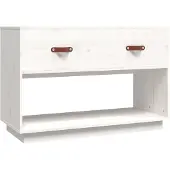 Syfax Meuble TV Blanc 90x40x60 cm Bois de pin massif