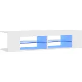 Syfax Meuble TV avec lumières LED blanc 135x39x30 cm