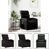 The Living Store Fauteuil de massage Noir Similicuir
