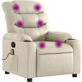 Sonstiges Fauteuil inclinable de massage Crème Similicuir
