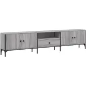 Syfax Meuble TV à tiroir sonoma gris 200x25x44 cm bois d'ingénierie