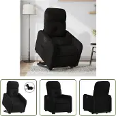 The Living Store Fauteuil relax releveur électrique noir tissu