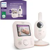 Philips AVENT Écoute-bébé avec caméra Advanced - DEKRA Confidentialité et sécurité - Écran 2.8", x2 Zoom, vision nocturne infrarouge, berceuses (Modèle SCD881/26)