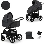 Kunert 2in1 MATA en anthracite/graphite - poussette bébé polyvalente pour le confort et la sécurité