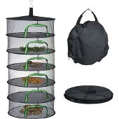 Relaxdays Filet de séchage pliable , filet de séchage à 6 couches, pour herbes aromatiques, fruits, légumes, séchoir à poisson à suspendre, en filet, noir