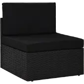 The Living Store Modulares Mittelsofa Poly Rattan Schwarz