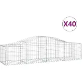 vidaXL Gabions avec arc surélevé 40 pcs. 200x50x40/60 cm Fer galvanisé