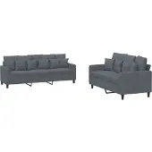 Syfax Ensemble de canapés 2 pcs avec coussins Gris foncé Velours