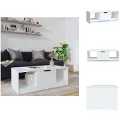 vidaXL Table basse blanche 102x50x36 cm Bois composite - Tables basses