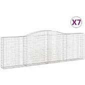 vidaXL Gabions avec arc surélevé 7 pcs. 400x30x120/140cm Fer galvanisé