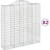 vidaXL Gabions avec arc surélevé 2 pcs. 200x50x200/220cm Fer galvanisé
