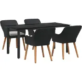 Syfax Ensemble de salle à manger pour jardin 5 pcs Noir polyrotin