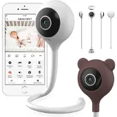 Lionelo Babyphone Babyline Smart Camera Moniteur Wi-Fi, application mobile, détection de mouvements et de bruits, visibilité dans l'obscurité, communication bidirectionnelle Blanc