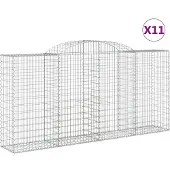 vidaXL Gabions avec arc surélevé 11 pcs 300x50x140/160cm Fer galvanisé