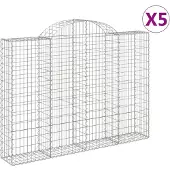 vidaXL Gabions avec arc surélevé 5 pcs. 200x30x140/160cm Fer galvanisé