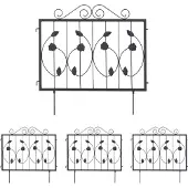 Relaxdays Clôture de parterre , dimensions : 60 x 60 cm (H x L), métal, bordure de parterre à enfoncer, 4 éléments décoratifs, noir