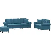 vidaXL Ensemble de canapés 3 pièces avec coussins bleu velours