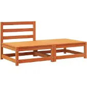 vidaXL Canapé de jardin sans accoudoirs avec pouf en bois de pin brun cireux