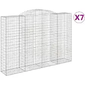vidaXL Gabions avec arc surélevé 7 pcs. 300x50x200/220cm Fer galvanisé