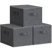 Songmics Boîtes de rangement avec couvercle, lot de 3, pliables, avec poignées