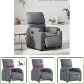 The Living Store Fauteuil de massage électrique gris similicuir