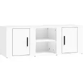 Syfax Meuble TV Blanc 100x31,5x35 cm Bois d'ingénierie