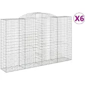vidaXL Gabions avec arc surélevé 6 pcs. 300x50x180/200cm Fer galvanisé