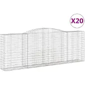 vidaXL Gabions avec arc surélevé 20 pcs 400x50x140/160cm Fer galvanisé