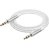 Swissten , Câble auxiliaire 3,5 mm à 3,5 mm Nylon 1,5 m Blanc, Blanc