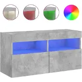 vidaXL Armoire TV murale avec lampes LED gris béton 80x30x40 cm