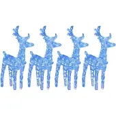 vidaXL LED renne 4 pcs. bleu 160 LED acrylique