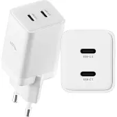 Forever Chargeur Allity secteur GaN à deux ports USB-C 45 W, puissant et rapide, pour ordinateur portable et smartphone