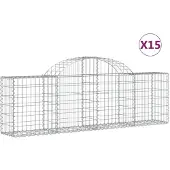 vidaXL Gabions avec arc surélevé 15 pcs. 200x30x60/80 cm Fer galvanisé