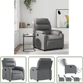 The Living Store fauteuil de relaxation en simili-cuir gris