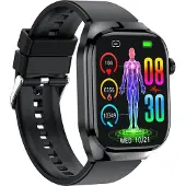 INF Montre intelligente avec ECG, fréquence cardiaque, tension artérielle, sommeil Le noir