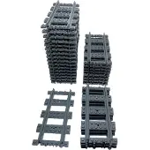 LEGO City Chemin de fer rails droits gris foncé - 53401