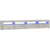 Syfax Meuble TV avec lumières LED Gris béton 240x35x40 cm