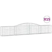 vidaXL Gabions avec arc surélevé 15 pcs. 400x30x60/80 cm Fer galvanisé