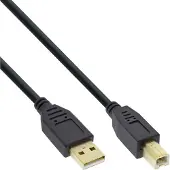 InLine 34518S USB 2.0 Kabel, A an B, schwarz, Kontakte gold, 2m