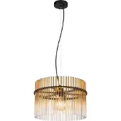 Globo Lighting Suspension noire Gorley avec verre ambré Ø 40cm