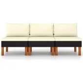 Syfax Canapés centraux 3 pcs Résine tressée et bois d'eucalyptus