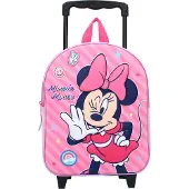 Disney Minnie Mouse Valise Trolley Sac à dos scolaire rose avec roulettes et sangles réglables