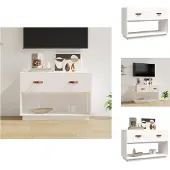 vidaXL Meuble TV Blanc 90x40x60 cm Pin massif - Meubles TV