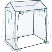 Relaxdays Serre en film plastique , film PVC, porte et fenêtre enroulables, dimensions : 152 x 132 x 92 cm, serre pour tomates, transparente