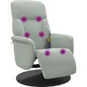 Syfax Fauteuil inclinable de massage repose-pied gris clair velours